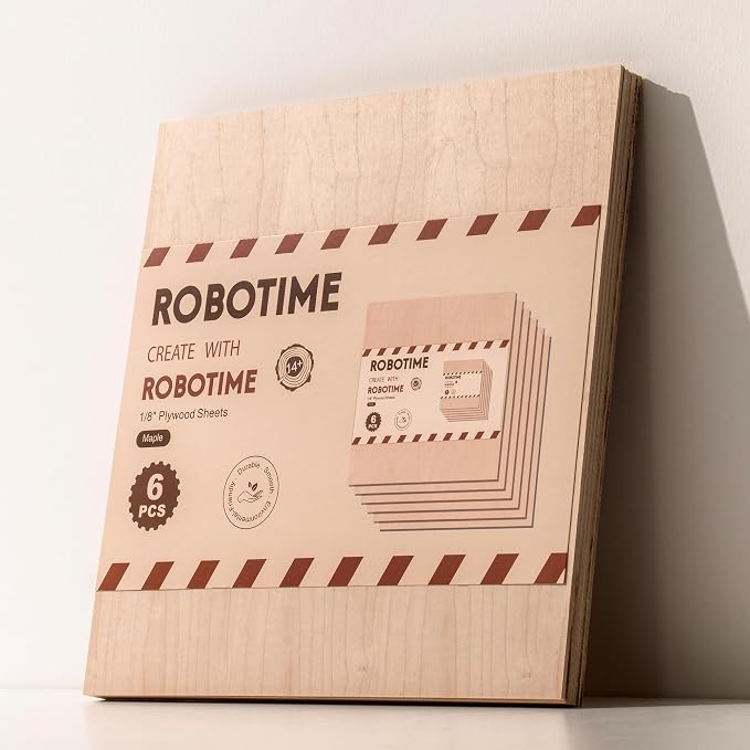 ROBOTIME 3mm Plywood 6 Pcs, 1/8 Maple Plywood by ROBOTIMEBuildingThingstoLife