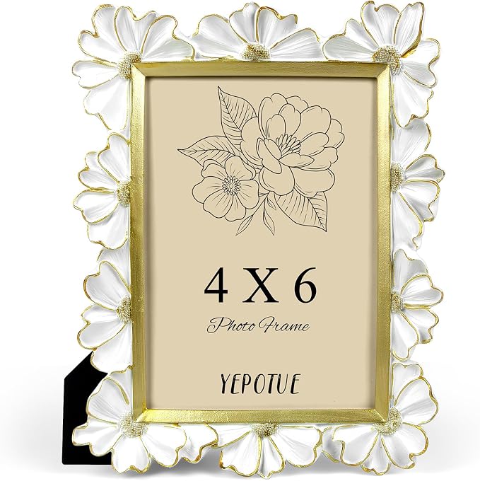4x6 Vintage Flower Picture Frame, Ornate Antique Photo Frame by YEPOTUE