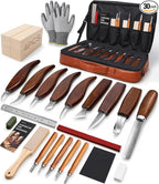 Wood Carving Kit, Deluxe Whittling Kit, 9 Wood Carving Knives 5 Chisels 4 Blocks by Unknown