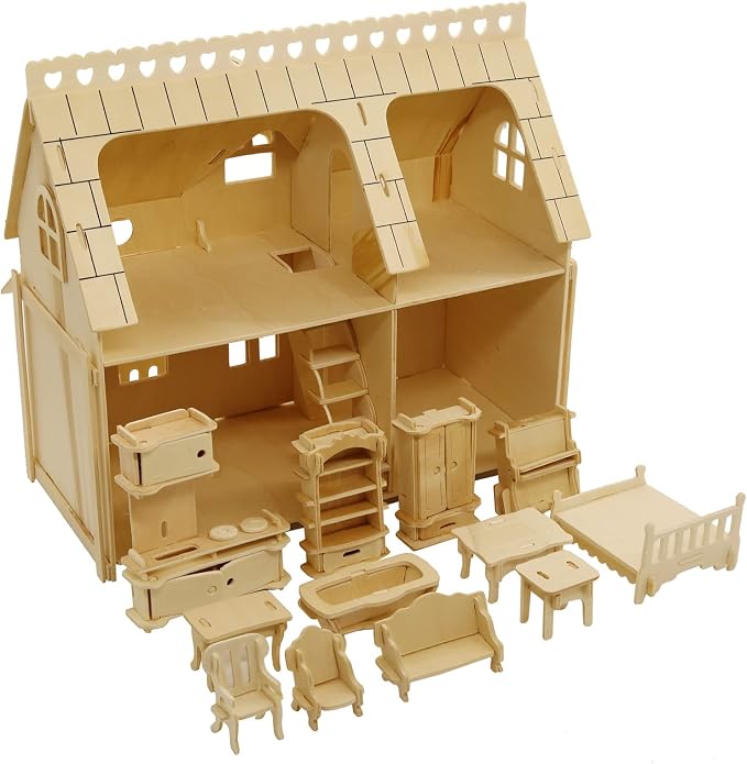CUTEROOM 3D Wooden Puzzle House, DIY Dollhouse Miniature Kit by CUTEROOM