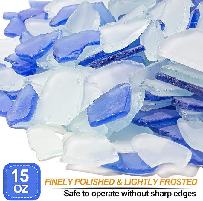 Keedolla Sea Glass for Crafts - 15 OZ Flat Frosted Seaglass Pieces Crushed for - Image 2