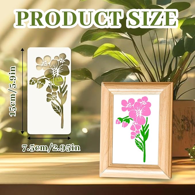18 Sheet Reusable Flower Stencils - Image 2
