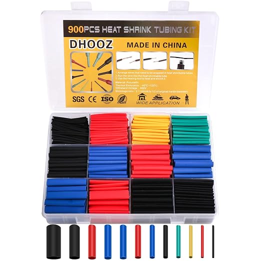 900 Pcs Wire Heat Shrink Tubing Kit, Industrial Heat-Shrink Tubing by DHOOZ