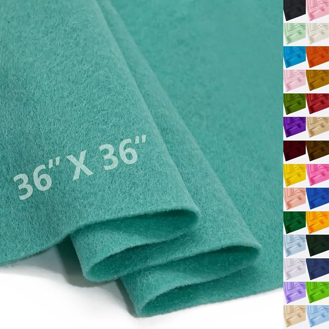 Teal Green Felt Fabric 36" X 36", 1.6mm Thick Soft and Durable Flexible Craft by FANOMMI