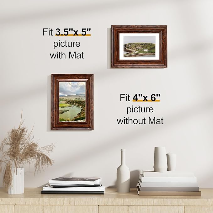 Vittanly 4x6 Picture Frames Set of 2, Ornate Vintage Photo Frame - Image 5