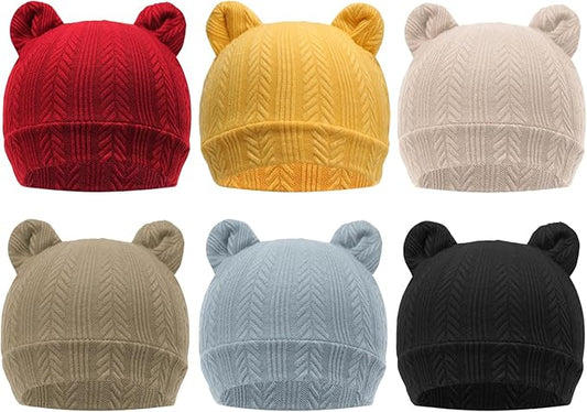 DRESHOW BQUBO 6 Pack Baby Hats for Boys Girls Unisex Baby Hat Soft Knit Cap Nursery Beanie for Newborn Infant Toddler Kid