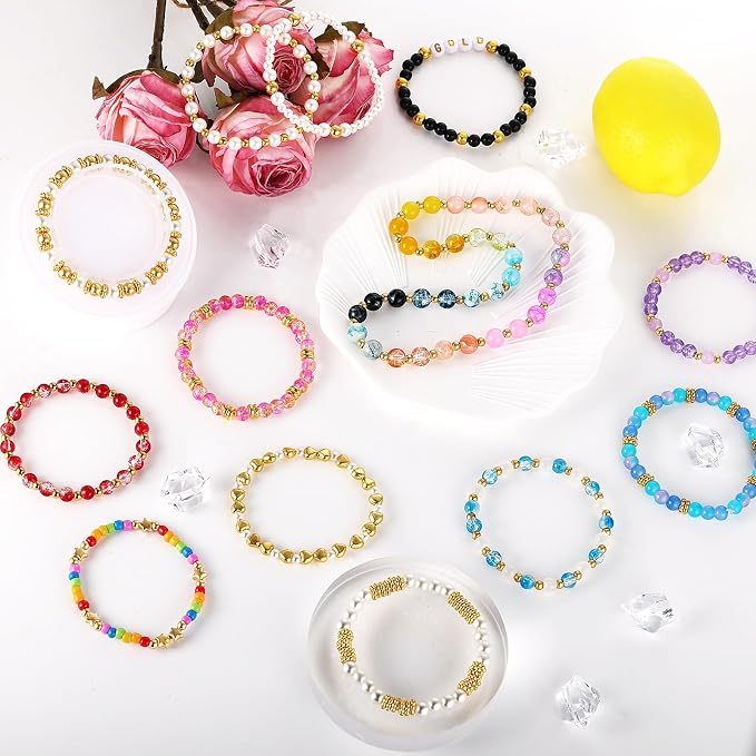 Funtopia Spacer Beads for Jewelry Making, 4mm 6mm 8mm Spacer Loose Ball Bead - Image 2
