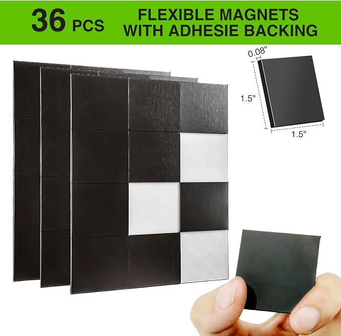 Magnetic Squares with Adhesive Backing, Pre-Cut Self Sticky Magnets as Back to - Image 3