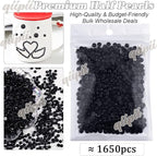 qiipii 1650PCS 5mm Pure Black Round Half Round Pearls - Image 2