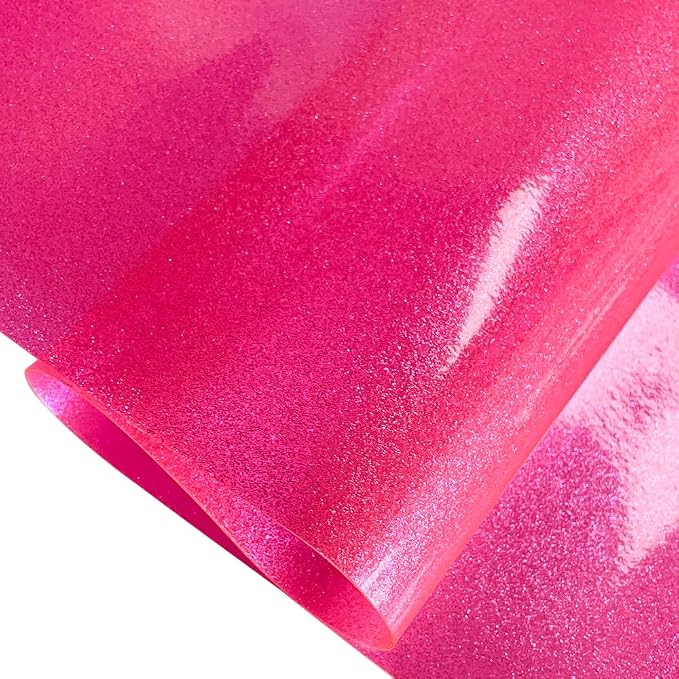 ONEART | Pink Transparent Glitter Vinyl Roll, 0.7 mm Solid Clear PVC Jelly - Image 3