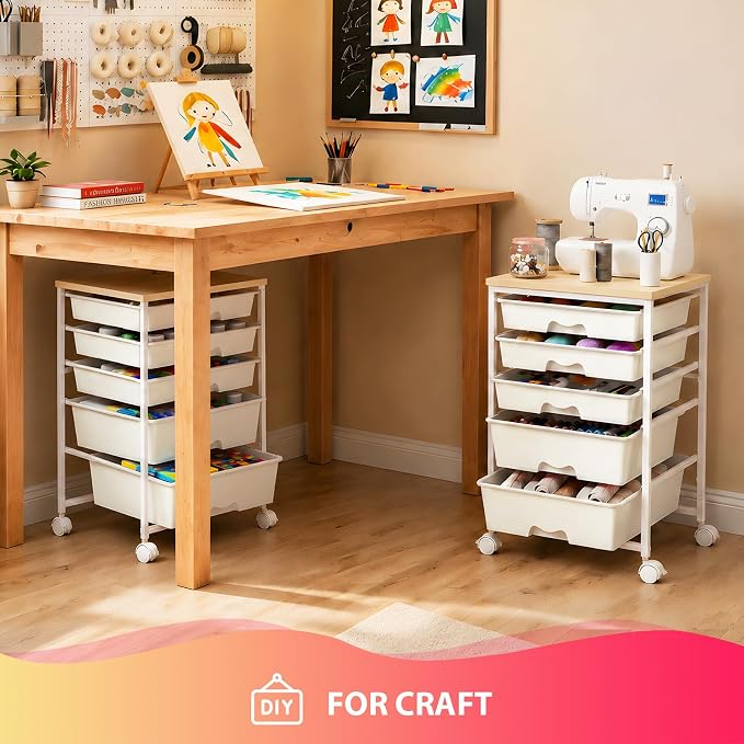 Goovilla Rolling Cart with Drawers, Utility Cart Organizer With 5 Removable - Image 7