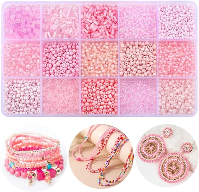15 Color Glass Seed Tube Bugle Beads Bracelet Jewelry Making Kit, small by GorgGorho