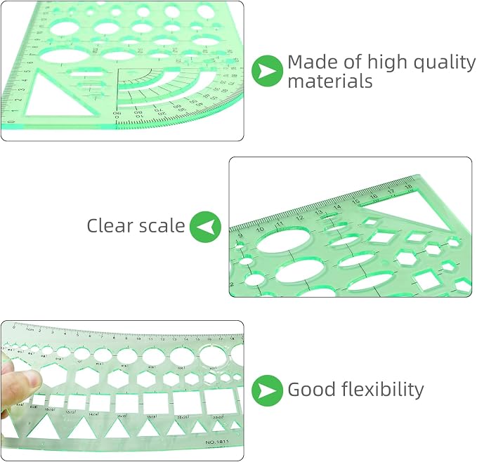 Circle Template Clear Green Plastic Drafting Set Style3 | Scale Drafting - Image 3