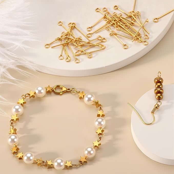 Junkin 1400 Pcs Eye Pins Mix Jewelry Findings 0.63 * 0.79 * 1.18 in Open Eye - Image 5