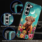 for Samsung Galaxy S23 Plus Case, Highland Cow Flower Pattern Glossy 2 in 1 - Image 5