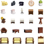23pcs Brown Dollhouse Mini Furniture Kit Decoration DIY Accessories Including - Image 2