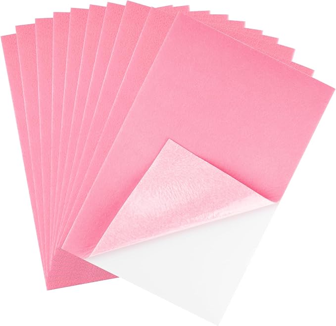CHRORINE 10 Pcs Pink Felt Fabric Sheets Self Adhesive Felt Sheets 8 x 12 Inches by CHRORINE