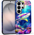 for Samsung Galaxy S26 Ultra Case, Colorful Ocean Sharks Pattern Glossy 2 in 1 by Teonvpu