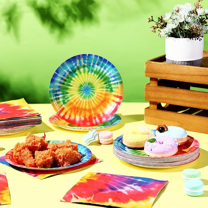 Zhehao 120 Pcs Disposable Paper Plates and Napkins Bulk Birthday Party - Image 6