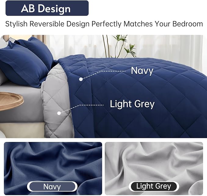 MUXHOMO 7 Pieces Full Comforter Set, Reversible Bed in a Bag Full Size - Image 3