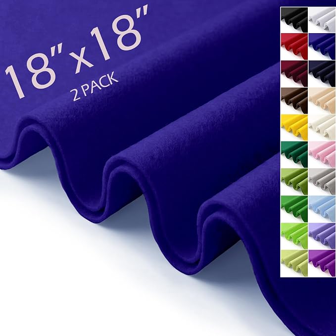 Felt Fabric Sheets 18" x 18" 1.6mm Soft Craft Felt, Royal Blue | Soft Precut by AblemeDeco