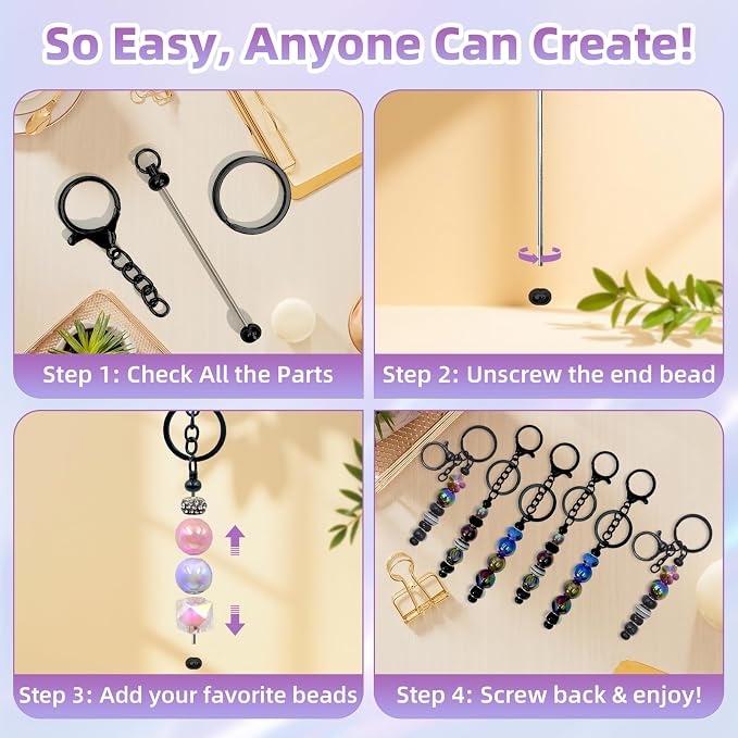 28 Pcs Beadable Keychain Bars - Image 5