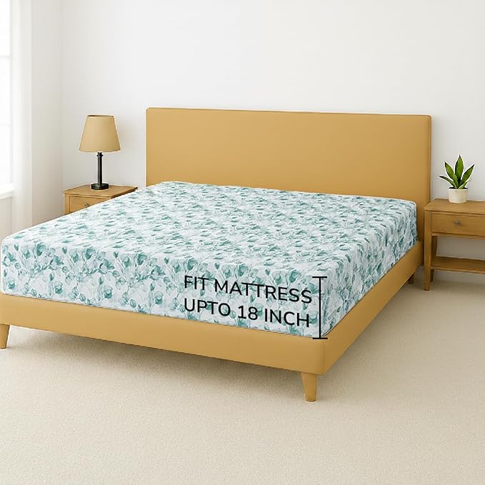Feather & Stitch 1 Piece Fitted Sheet Queen Size, 100% Cotton Damask Sateen - Image 5