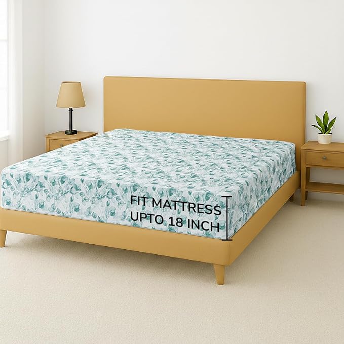 Feather & Stitch 1 Piece Fitted Sheet King Size, 100% Cotton Damask Sateen - Image 5