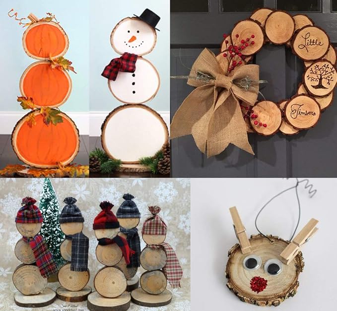 50Pcs Wood Slices for Crafts, 2.4"-2.8" Unfinished Wood Circles for Crafts - Image 8