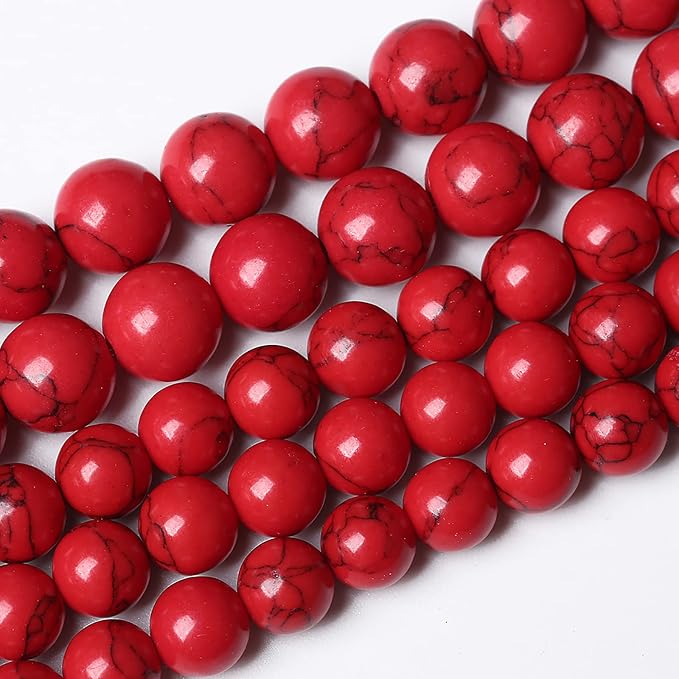 90pcs 4mm Natural Stone Beads Red Turquoise Gemstone Round Loose Beads - Image 2