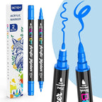 Betem Dual Tip Acrylic Paint Pens, 2 Blue Paint Markers by BetemArtWorld