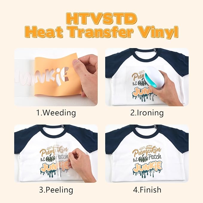 HTVSTD Moccasin Orange Boho HTV Heat Transfer Vinyl 8pcs 12×10in | Vivid Color - Image 3