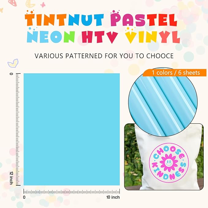 Tintnut Light Blue Neon Heat Transfer Vinyl, easy cut & weed, stretch washable - Image 4