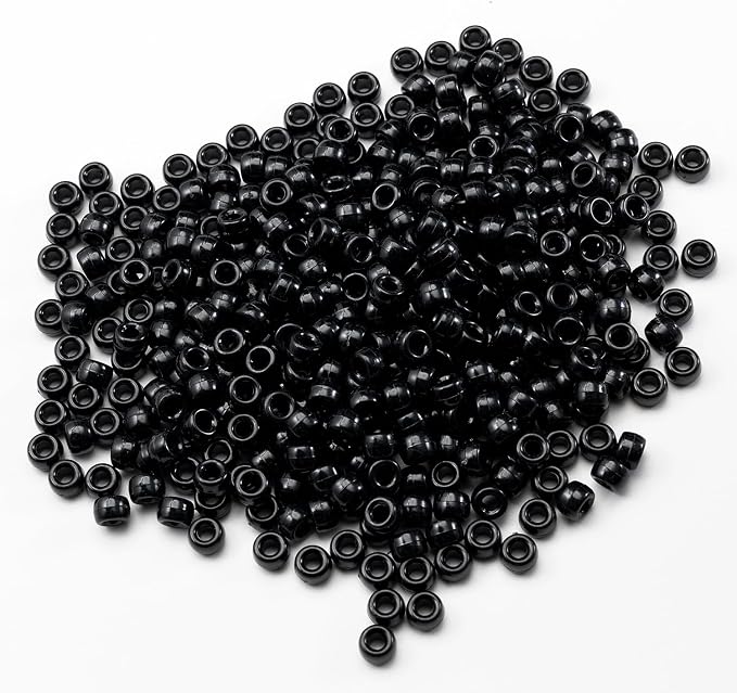 Gxueshan 1000 Pcs Acrylic Black Pony Beads 6x9mm Large Hole Pen Hair Kandi - Image 3