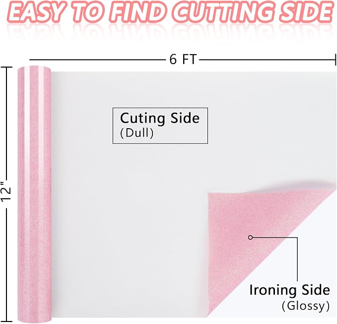 ​TORC Pink Glitter HTV Pink Heat Transfer Vinyl HTV Rolls - Image 3