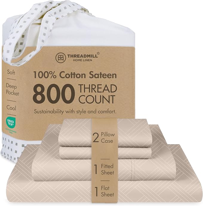 Threadmill California King Size Sheets | 800 Thread Count Jacquard Celine Light by ThreadmillHomeLinen