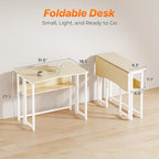 Huuger Folding Desk with Storage Shelf, 31.5 Inch Foldable Computer Table - Image 2