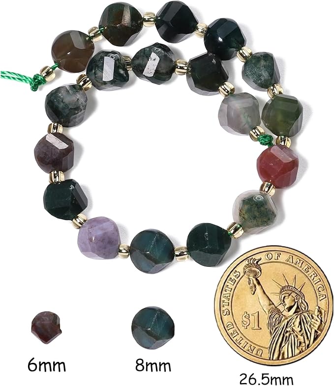 42pcs Natural Indian Agate Stone Beads - Image 2