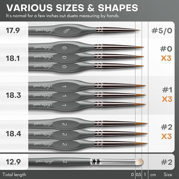 Golden Maple Miniature Paint Brushes Drybrush-10pcs Model Detail Paint Brush Set - Image 7