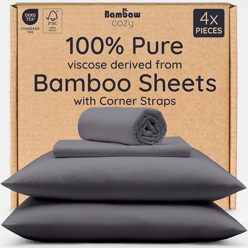 Bambaw California King Cooling Sheets Set 4pcs – 100% Viscose Derived from by Bambaw