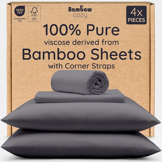 Bambaw 100% Viscose Derived from Bamboo Sheet Set Full Size – 4pcs Cooling by Bambaw