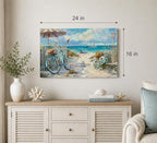 LRTNMTJ Coastal Bicycle Canvas Wall Art Beach Scene Oil Painting Print Summer - Image 6