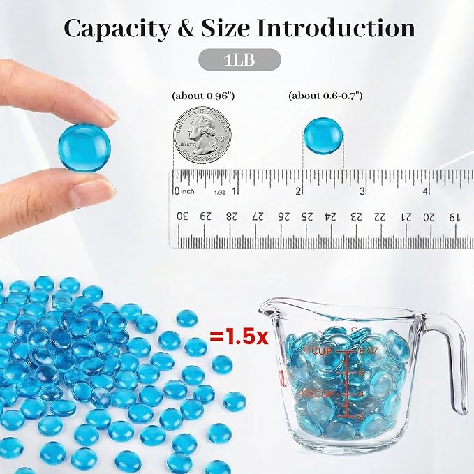 DOMESTAR 1 LB Flat Glass Marbles, Light Blue Decorative Marbles - Image 2