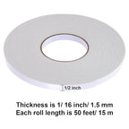 Tatuo 2 Rolls Double Sided Foam Tape 1/2 inches by 50 Feet White PE Foam Tape - Image 2