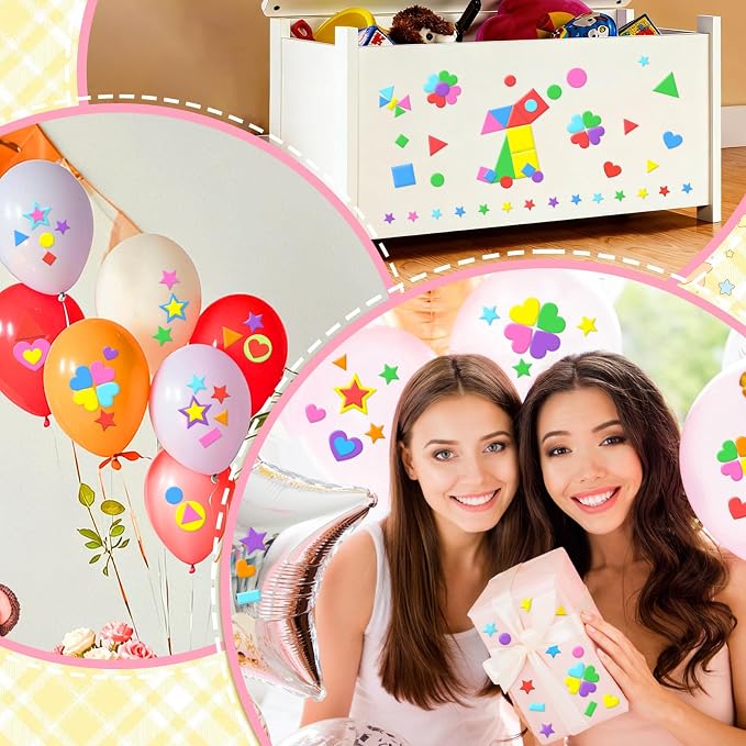 3400Pcs Foam Stickers Foam Shape Stickers Heart Star Square Geometric Sticker - Image 6