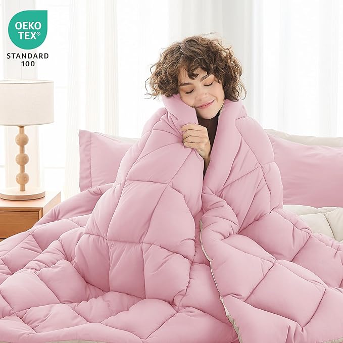 MUXHOMO 7 Pieces Queen Comforter Set, Reversible Bed in a Bag Queen Size - Image 2