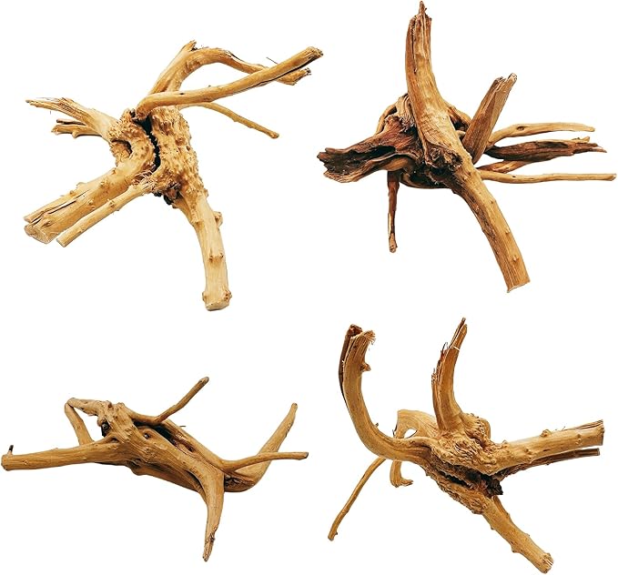 Hamiledyi 4PCS Driftwood for Aquarium 8-10in Natural Spider Wood Reptile by Hamiledyi