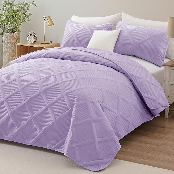 Exclusivo Mezcla Oversized King Quilt Set- Lilac Cal King Quilts Bedding Set - Image 2