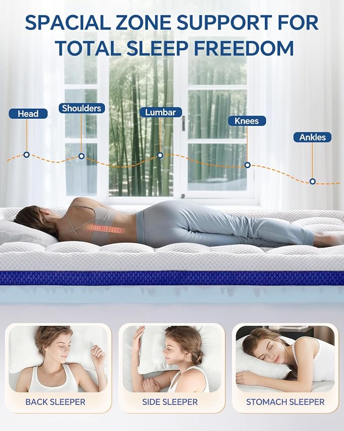 BEDELITE Twin Mattress Topper Dual Layer 4 Inch Memory Foam Mattress Topper - Image 4