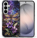 for Samsung Galaxy S26+ Case, Stained Glass Dragonfly Pattern Glossy 2 in 1 - Image 2